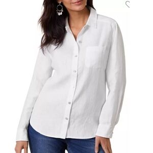 Lulu-B White Button Down Shirt Long Sleeves 100% Cotton Sz. XL